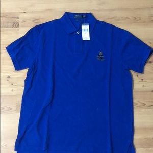 Men’s POLO RL Bear Ski blue collared shirt